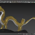 Majestic Golden Dragon With Long Body Golden Scales And White Underbelly Standing On Black Rock