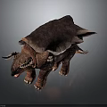 Ankylosaurus Dinosaur With Brown Body Thick Armored Shell And Horned Head