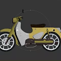 Yellow Classic Motorcycle with Brown Leather Seat Chrome Wheels and Sleek Body Design