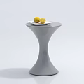 Gray Curved Base Coffee Table With White Plate And Yellow Lemons 3d model
