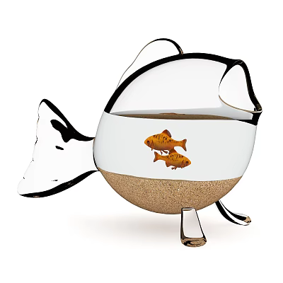 Unique Fish Shaped Aquarium Tank with Goldfish Sand Base and Transparent Glass Design 3d model
