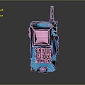 Retro Blue Handheld Entertainment Device With Pink Screen And Buttons