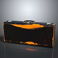 Vintage Leather Suitcase With Black And Orange Worn Texture And Retro Design For Storage