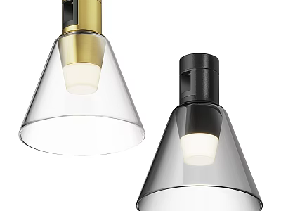 Modern Conical Design Downlights and Spotlights with Gold Black Transparent Shades 3d model