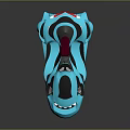 Turquoise Futuristic Toy Car With Black Stripes Red Seat And Tooth Like Front Design