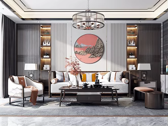 New Chinese Living Room 3d model