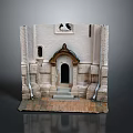 Classical Entrance Gate With Arched Doorway Decorative Arch White Walls And Stone Steps