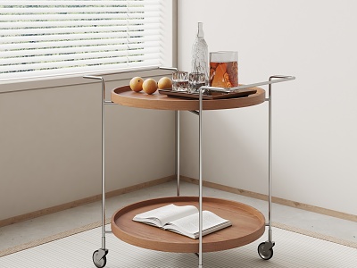 Modern side table solid wood cart model