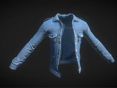 Casual Denim Jacket With Open Front Pockets And Classic Style 3d model