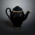 Elegant Black Ceramic Teapot With Gold Accents And Classic Design For Home Kitchen