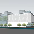 Modern Architectural Exterior With Geometric Roof Structures And Glass Facades
