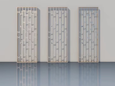 Three Modern Light Colored Panel Doors With Geometric Cutout Patterns For Interior 3d model