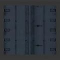 Blue Metal Door with Rivets and Metal Hinges Industrial Style Design