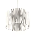 White Modern Chandelier with Pleated Circular Shade for Minimalist Room Decor
