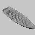 Vintage Wooden Boat With Seats And Wooden Planks On Gray Background