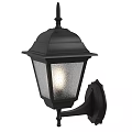 Outdoor Black Wall Light With Frosted Glass Shade And Classic Design