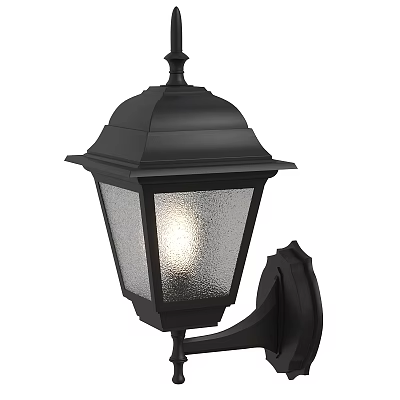 Outdoor Black Wall Light With Frosted Glass Shade And Classic Design 3d model