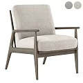 Modern Upholstered Lounge Chair With Wooden Frame Beige Fabric Seat And Armrests