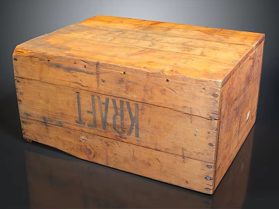 Vintage Wooden Crate Featuring KRAFT Lettering Distressed Wood And Metal Nails 3d model