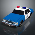 Classic Blue Police Car With Red And Blue Lights And POLICE Lettering
