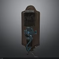 Wall Mounted Dispenser Design With Wooden Backboard Black Glass Container And Blue Metal Faucet