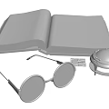 Dining Living Room Interior With Open Book Glasses And Magnifying Glass Decor