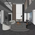Modern Duplex Living Room 3d model