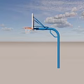 Modern Indoor Basketball Gym Featuring Blue Hoop Stand And White Backboard
