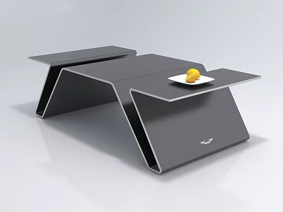 Sleek Modern Coffee Table With Layered Design Black Surface And Fruit Plate On Top 3d model