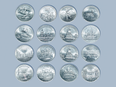 Modern Silver Coins 3d model