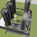 Modern High rise Residential Building Complex With Ground Floor Commercial And Greenery