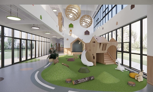 Modern Kindergarten Hall Kindergarten Hall Classroom Children's Activity Area Entertainment Area 3d model