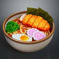 Pig Cutlet Ramen Bowl With Nori Green Onion And Soft Boiled Egg