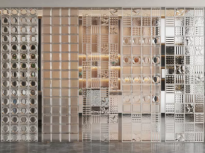Modern Metal Room Dividers With Geometric Patterns For Interior Partition Design 3d model