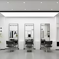 Modern Minimalist Bright Hair Salon Interior Design With Comfortable Styling Chairs And Large Wall Mirrors