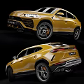 Yellow Lamborghini Urus SUV Exterior Views 3d model