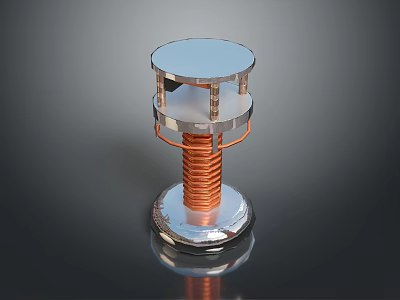 Metal Coil Device With Circular Top And Copper Winding Structure 3d model
