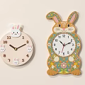 Two Rabbit Shaped Wall Clocks With Cute Design And Decorative Elements 3d model