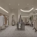Modern Clothing Store Interior With Sofa Plant Counter And Display Shelves