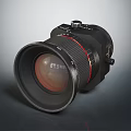 Professional Camera Lens with Black Body and Red Accent Ring for High Resolution Photography