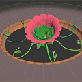 Game Movie Character Near Pink Flower With Green Vines In Orange Basin