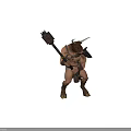 Minotaur Warrior Character With Horns Muscular Physique Holding Spiked Mace And Battle Armor