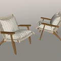 Modern Leisure Chairs with Wooden Frame and Striped Upholstered Cushions Design