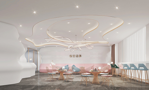 Light Luxury Hall Beauty Salon Hall Beauty Salon Rest Area Negotiation Area 3d model