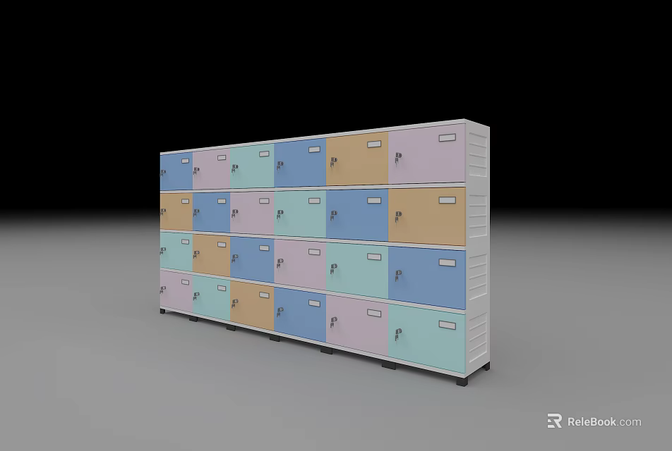 Modern Multicolored Storage Lockers With Multiple Compartments And Durable Metal Frames 3d model 