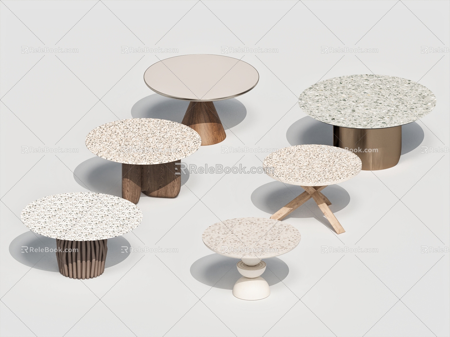 Round Table Combination Table Dining Table 3d model