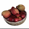 Fresh Mixed Fruits In Woven Basket Including Apples And Peaches
