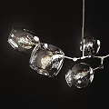 Branching Bubble Chandelier with Transparent Glass Shades and Modern Artistic Design