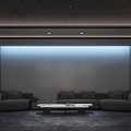 Modern Home Theater Room Interior Design With Starry Ceiling Comfortable Sofa And Projection Wall
