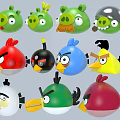 Colorful Angry Birds And Green Pigs Character Figurines With Diverse Expressions
